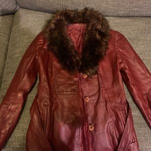 Burgundy Vintage Leather Jacket